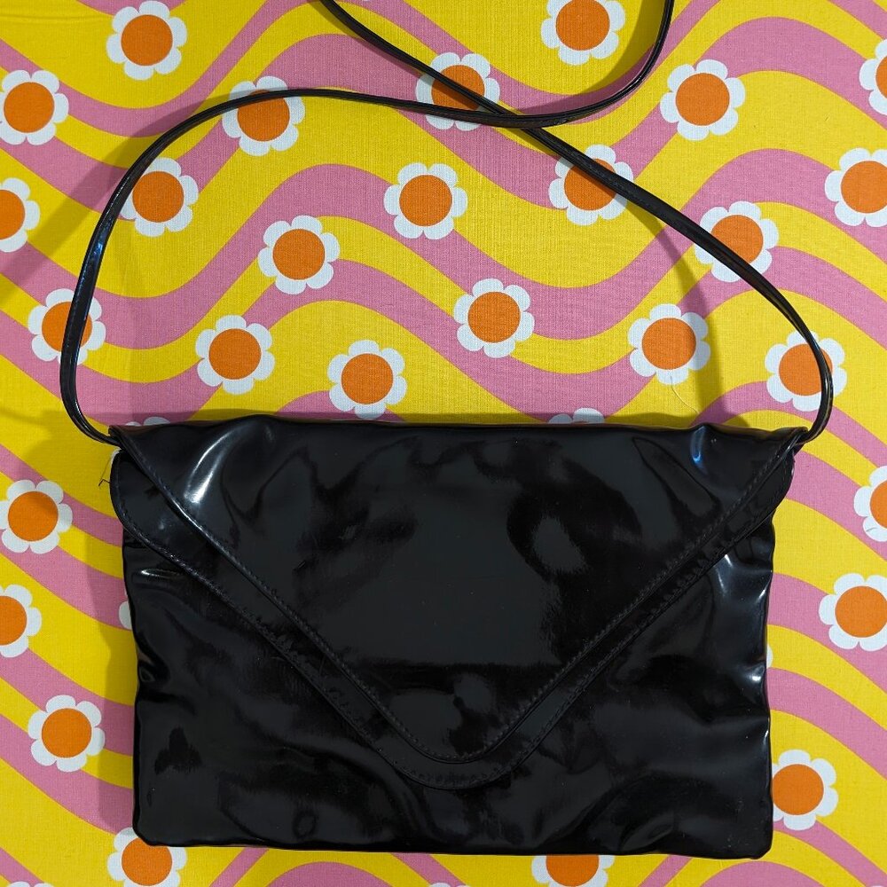 Vintage 80s/90s Black Patent Leather Vinyl Purse